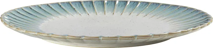 Farfurie rasa VEGA Flora, Porcelana Durabila, Diametru 33.8 cm, Albastru/Bej, Design cu Relief Floral, Set de 4 piese