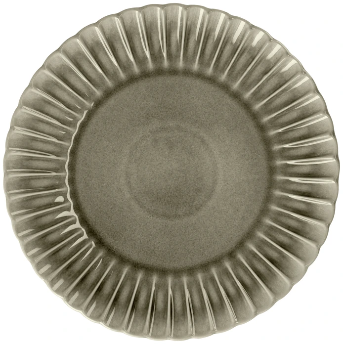 Set de 4 farfurii plate VEGA Flora, porțelan durabil gri, diametru 33.8 cm, design cu relief floral pentru catering profesional și restaurante