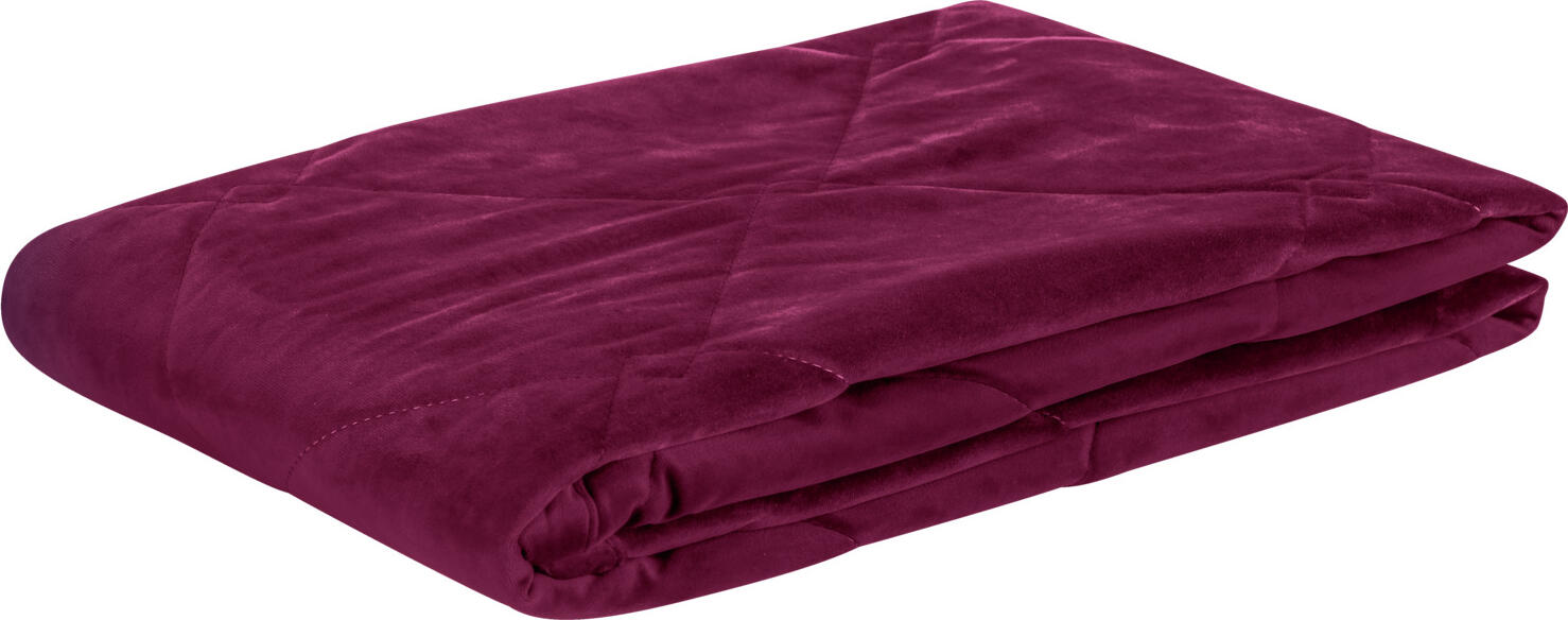 ERWIN M. LUSINI Solutions GmbH Bedspread Samara Diamond Tagesdecke Samara Diamond Bedspread Samara Diamond; 230x260 cm (WxL); burgundy; rectangular Tagesdecke Samara Diamond; 230x260 cm (BxL); burgund; rechteckig 100% polyester. Weight approx. 290 g/m². Modern bedspread with diamond quilting. Made of elegant velour fabric in trendy velvet look. 100 % Polyester. Gewicht ca. 290 g/m². Moderne Tagesdecke mit Diamant-Steppung. Aus elegantem Velour-Stoff in angesagter Samt-Optik.