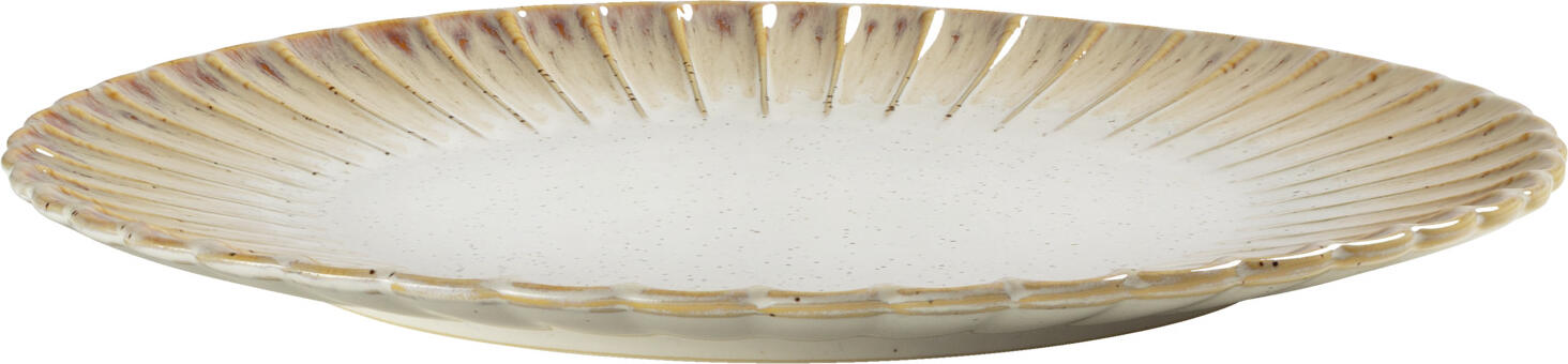 VEGA Flora Flat Plate Set of 4, Durable Porcelain, 33.8 cm Diameter, Rose/Beige, Floral Relief Pattern for Professional Catering
