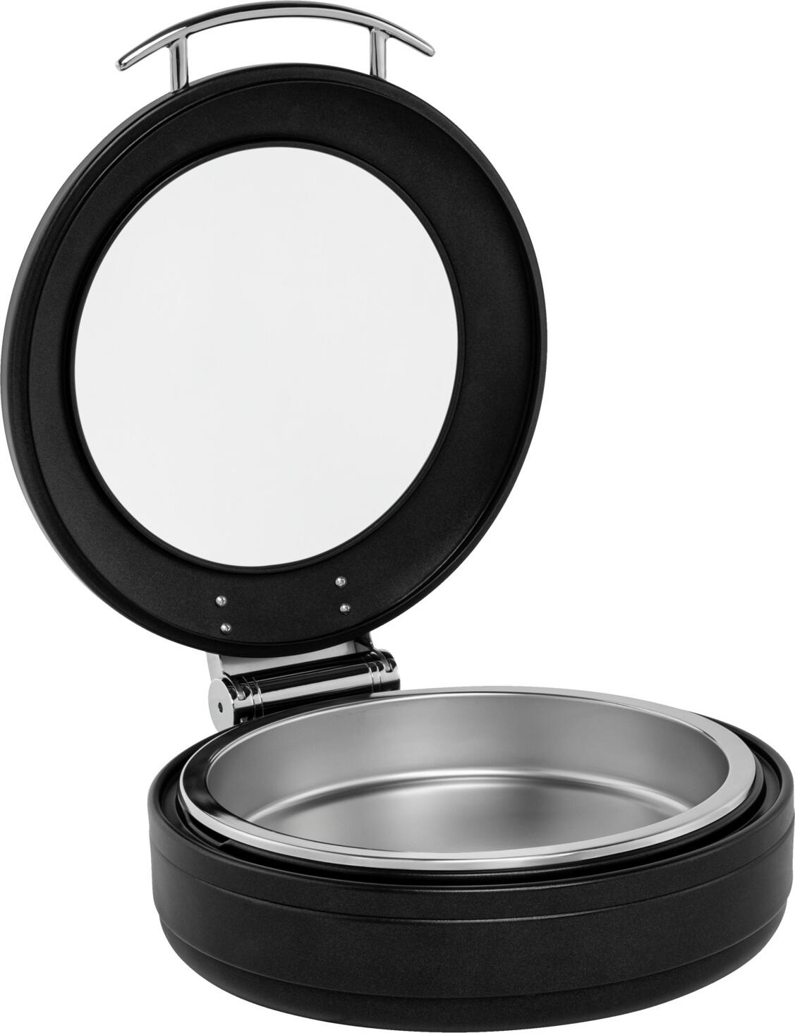 Круглый контейнер для еды VEGA Fenton из нержавеющей стали 18/10 хром-никель, диаметр 38 см, высота 6.5 см, профессиональный гастроемкость, серебристый