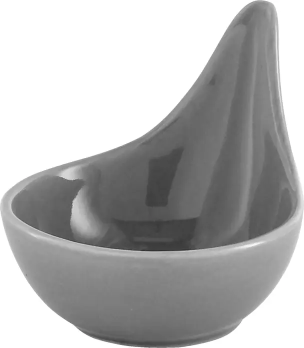 LUSINI Tropfen Mini Bowl, Grey Porcelain Teardrop Organic Shape, 60 ml, Dishwasher and Microwave Safe, 8.8 x 6.8 x 6.3 cm