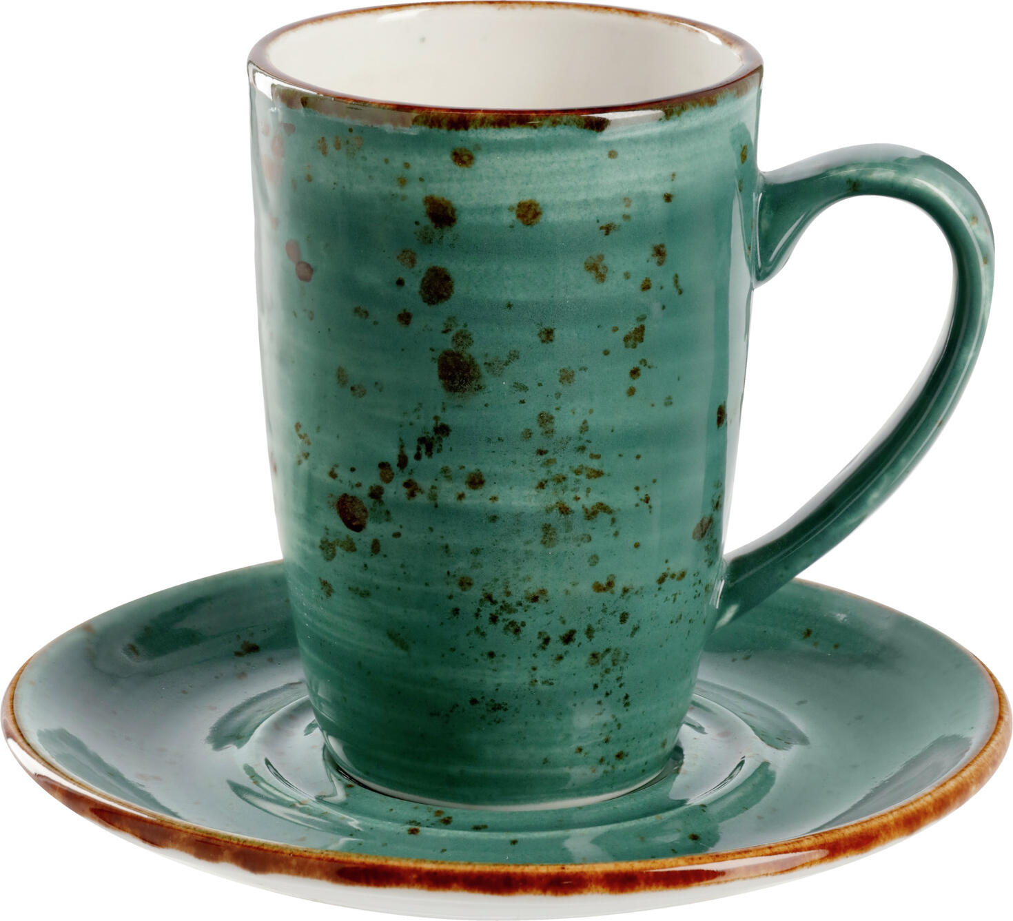 VEGA Nebro Coffee Mug Set of 6, 280ml Premium Porcelain, Blue Rustic Design with Irregular Speckles, Dishwasher and Microwave Safe