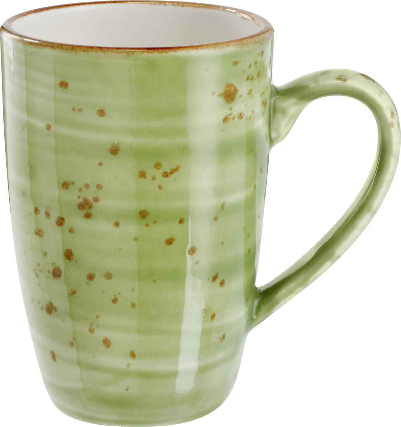 VEGA LUSINI Solutions GmbH Coffee mug Nebro Kaffeebecher Nebro Coffee mug Nebro; 280 ml, 7.4x11.2 cm (ØxH); light-green; 6 piece / pack Kaffeebecher Nebro; 280 ml, 7.4x11.2 cm (ØxH); hellgrün; 6 Stück / Pack Colored porcelain mug with a rustic look. With irregular speckles. Each piece is unique. Premium porcelain in heavy quality. Dishwasher safe and microwaveable. Farbige Becher aus Porzellan in rustikaler Optik. Mit unregelmäßigen Sprenkeln. Jedes Teil ein Unikat. Premium-Porzellan in schwerer Qualität. Spülmaschinenfest und mikrowellengeeignet.