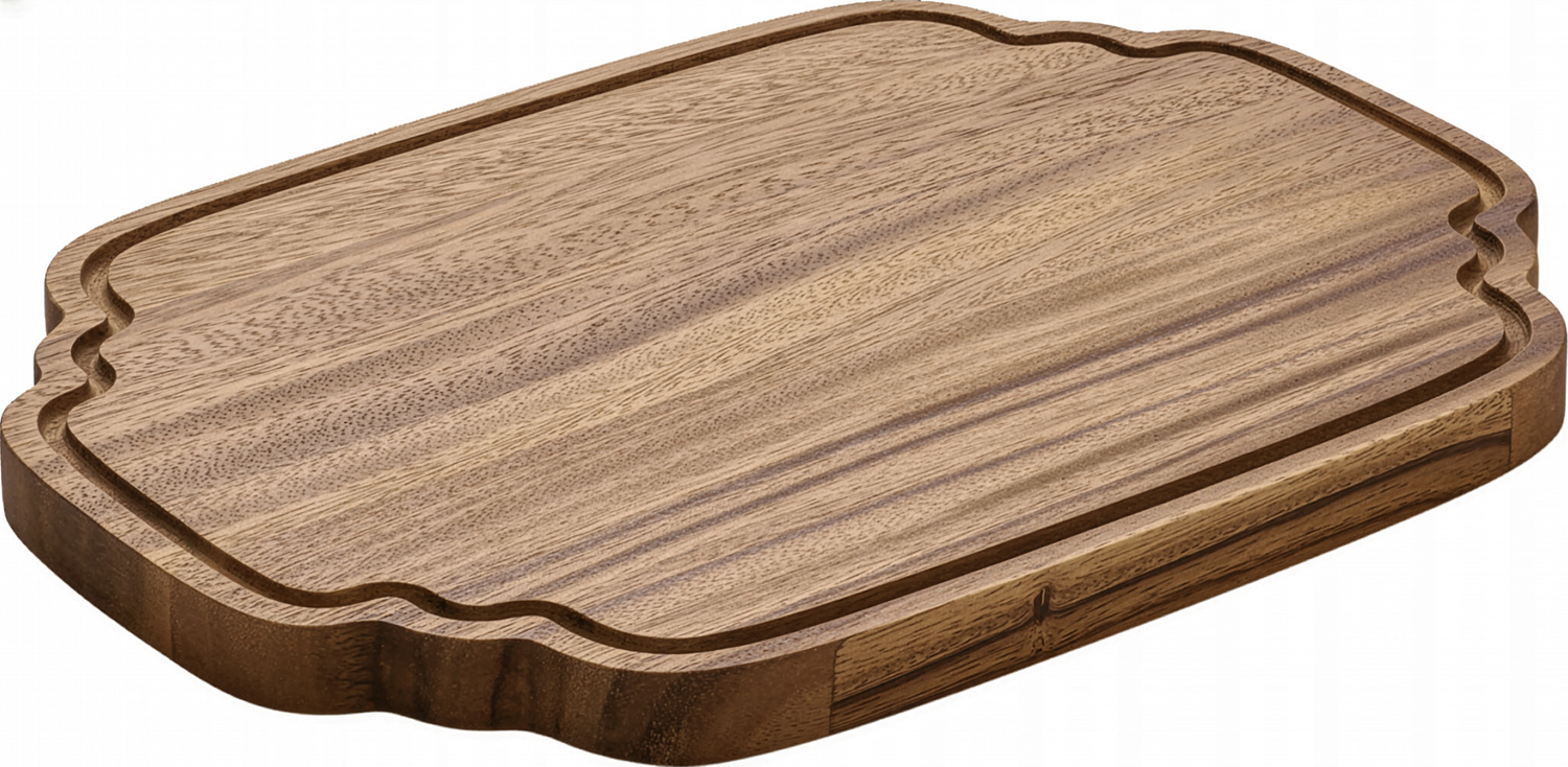 Playground BHS tabletop AG Serving board rectangular with grooves 33x24cm rechteckig mi Servierbrett rechteckig mit Rillen Serving board rectangular with grooves 33x24cm rechteckig mit Rillen; 33x24x2.1 cm (LxWxH); acaia-brown; rectangular Servierbrett rechteckig mit Rillen; 33x24x2.1 cm (LxBxH); akazie braun; rechteckig This wooden serving board with a length of 33 cm and a width of 24 cm is perfect for serving starters, main courses or desserts. With a weight of 818 grams, it is robust. Diese Servierbrett aus Holz mit einer Länge von 33 cm und einer Breite von 24 cm ist perfekt für das Servieren von Vorspeisen, Hauptgerichten oder Desserts. Mit einem Gewicht von 818 Gramm ist sie robust.