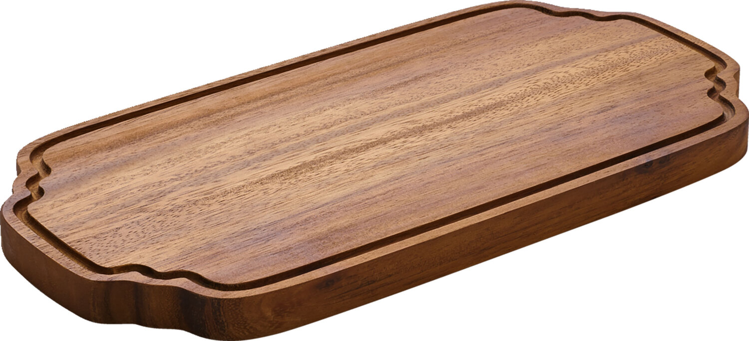 Playground BHS tabletop AG Serving board rectangular with grooves 33x24cm rechteckig mi Servierbrett rechteckig mit Rillen Serving board rectangular with grooves 33x24cm rechteckig mit Rillen; 36x18x2.1 cm (LxWxH); acaia-brown; rectangular Servierbrett rechteckig mit Rillen; 36x18x2.1 cm (LxBxH); akazie braun; rechteckig This wooden serving board with a length of 33 cm and a width of 24 cm is perfect for serving starters, main courses or desserts. With a weight of 818 grams, it is robust. Diese Servierbrett aus Holz mit einer Länge von 33 cm und einer Breite von 24 cm ist perfekt für das Servieren von Vorspeisen, Hauptgerichten oder Desserts. Mit einem Gewicht von 818 Gramm ist sie robust.