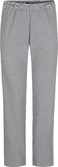 Pantaloni Bucatar Dame Pulsiva Nathan, 100% Bumbac 220 g/m², Carou Pepita Gri, Croială Dreaptă, Talie Elastică cu Șnur, 4 Buzunare