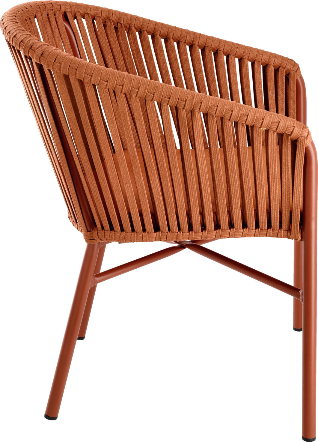 Set de 2 Scaune de Exterior VEGA Esperia, Cadru Aluminiu Vopsit în Praf cu Rattan din Sfoara de 15mm, Stivuibile și Rezistente la Intemperii, Russet