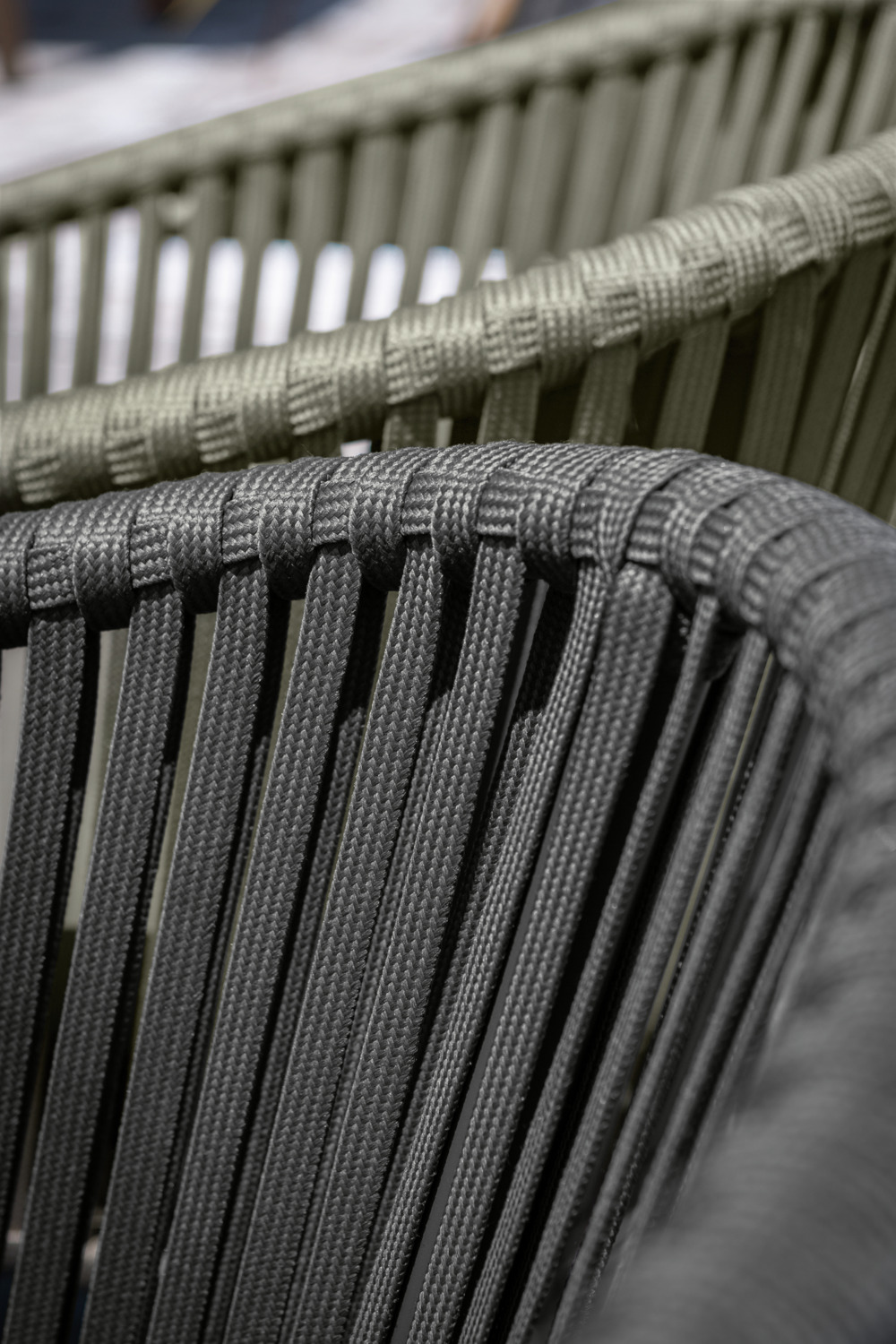 VEGA Esperia Outdoor Chair Set of 2, Powder-coated Aluminum Frame, Rope Wicker, Olefin Fabric Cushion, Stackable, Anthracite
