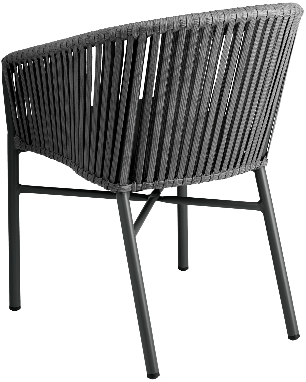 VEGA Esperia Outdoor Chair Set of 2, Powder-coated Aluminum Frame, Rope Wicker, Olefin Fabric Cushion, Stackable, Anthracite