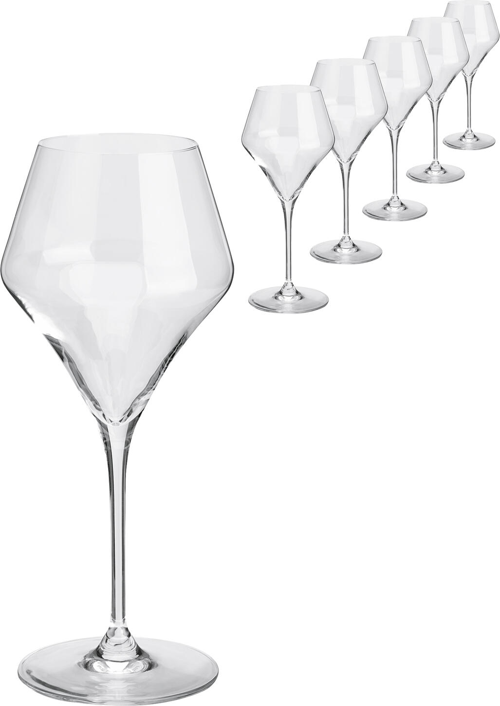 Set de 6 pahare pentru vin alb VEGA Society, 380ml din cristal de calitate superioară, înălțime 21.7cm, rezistente la mașina de spălat vase, transparente