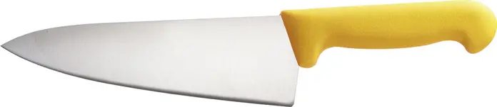 Cutit de bucatar PULSIVA Marcata M, lama 20 cm din otel X50CrMoV15 crom-molibden-vanadiu, maner ergonomic galben, conform HACCP
