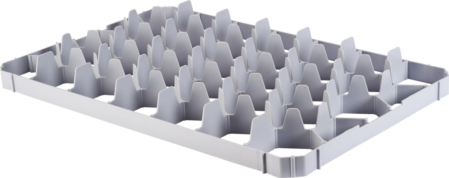 Ringoplast Ringoplast Leubsdorf GmbH Shelf insert Komfort Ø 7.5 cm / lower part Fachwerkeinsatz Komfort Ø 7,5cm / unten Shelf insert Komfort Ø 7.5 cm / lower part; 60x40x6.2 cm (WxDxH); grey Fachwerkeinsatz Komfort Ø 7,5cm / unten; 60x40x6.2 cm (BxTxH); grau Shelf insert for transport and rinsing systems made of polyethylene. With 33 compartments. Ideal for transporting jars with a maximum of 7.5 cm, depending on the size also with handle. This bottom part can be easily inserted into the box and removed. For even better fixation of glasses, order the matching shelf insert top part at the same time. Dishwasher safe. Fachwerkeinsatz für Transport- und Spülkastensysteme aus Polyethylen. Mit 33 Fächern, sechseckige Wabe. Ideal zum Transportieren von Gläsern mit maximal 7,5 cm, je nach Größe auch mit Henkel. Dieses Bodenteil lässt sich einfach in den Kasten einfügen und entnehmen. Zum noch besseren Fixieren von Gläsern das passende Fachwerkeinsatz Oberteil gleich mitbestellen. Spülmaschinenfest.