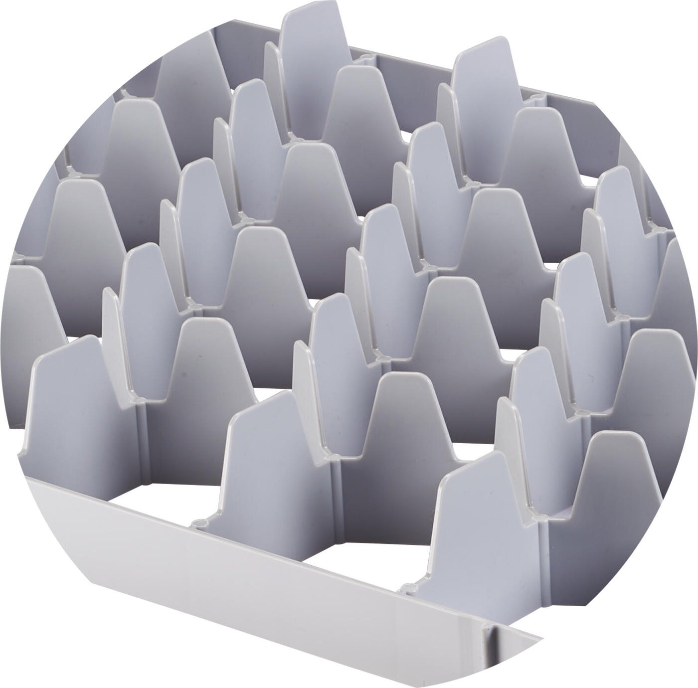 Ringoplast Komfort Shelf Insert Lower Part, Polyethylene Grey, 60x40x6.2 cm, 33 Hexagonal Honeycomb Compartments for Glasses and Jars