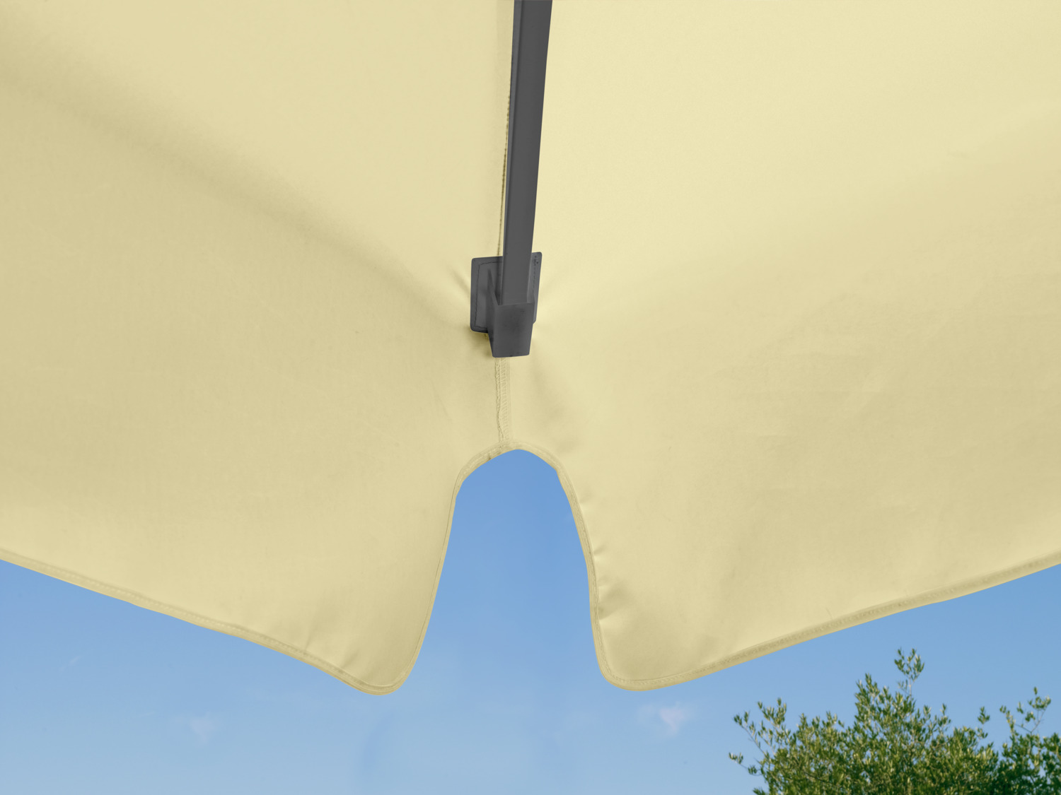 VEGA Esparto Square Gastro Parasol, 350x350x370 cm, Ecru Polyester Cover 230g/m2, Anthracite Powder-coated Aluminum Frame, UV 50+ Protection