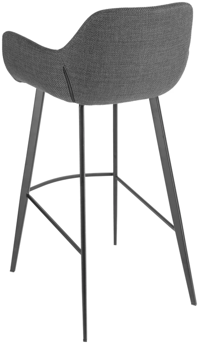 Scaun Bar VEGA LUSINI Limea, Scaun Ergonomic din Material Robust Antracit, Picioare din Metal Vopsit Electrostatic cu Repedeor, 57x54x102 cm, pentru Bistro si Hoteluri