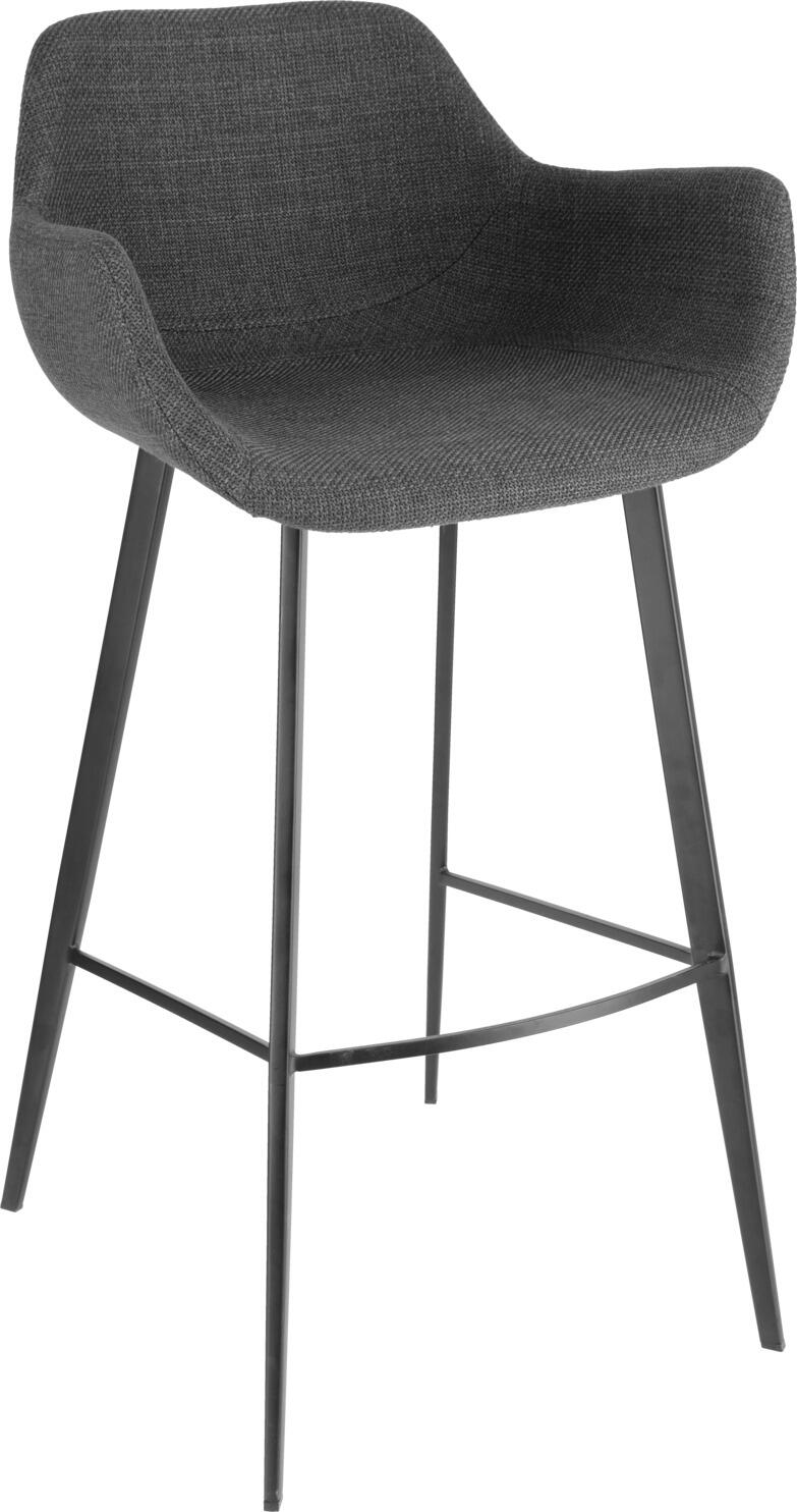 Scaun Bar VEGA LUSINI Limea, Scaun Ergonomic din Material Robust Antracit, Picioare din Metal Vopsit Electrostatic cu Repedeor, 57x54x102 cm, pentru Bistro si Hoteluri