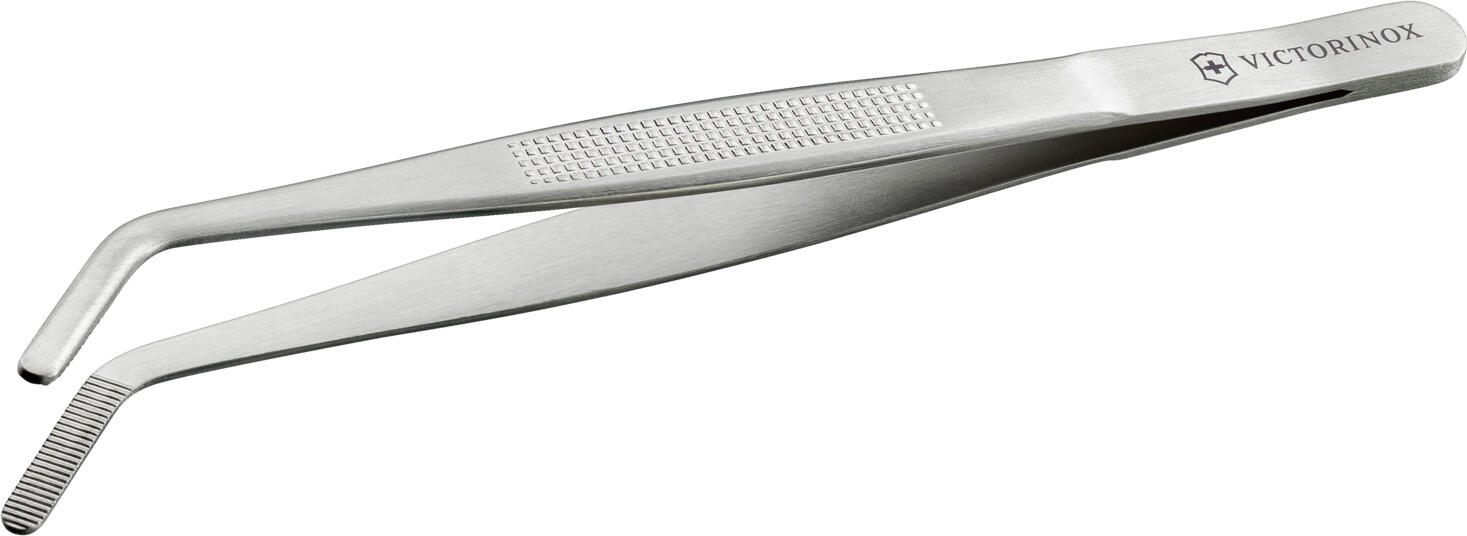 Victorinox Victorinox AG Cooking tongs bent Kochpinzette gebogen Cooking tongs bent; 15.6x1.6 cm (LxW); silver Kochpinzette gebogen; 15.6x1.6 cm (LxB); silber The Victorinox curved cooking tweezers are a professional precision tool for precise work in the kitchen, catering and food styling. With their specially curved shape, they offer maximum control and an excellent view of the work area – ideal for delicate plating, precise placement and secure handling of fragile ingredients. Made from high-quality stainless steel, these precision tongs impress with their stability, durability and hygienic properties. The professional precision tips allow for the finest work with herbs, microgreens, edible flowers, fish, meat, desserts or delicate garnishes. Thanks to their curved design, ingredients can be picked up and positioned with exceptional control without touching surrounding components. The non-slip design ensures a secure grip and comfortable handling, even during prolonged use. This makes the Victorinox cooking tweezers perfect for ambitious home cooks, fine dining, patisserie, catering and professional kitchens. The curved cooking tweezers are ideal for: * Precise plating and garnishing * Working with delicate ingredients * Placing herbs and microgreens * Fine dining and food styling * Patisserie and dessert decoration * Preparing fish, meat and sushi * Delicate kitchen tasks and precision work Thanks to the dishwasher-safe stainless steel, cleaning is particularly easy and hygienic. The Victorinox 7.6122 cooking tweezers combine professional precision with the Swiss philosophy of quality and durability. Product features: * Curved professional cooking tweezers made from stainless steel * Precision tips for exact work * Ideal for plating, garnishing and food styling * Ergonomic curved shape for better control * Non-slip grip for safe handling * Hygienic, robust and durable * Dishwasher-safe * Suitable for professional and home kitchens Die Victorinox Kochpinzette gebogen ist ein professionelles Präzisionswerkzeug für exaktes Arbeiten in Küche, Gastronomie und Food Styling. Mit ihrer speziell gebogenen Form bietet sie maximale Kontrolle und hervorragende Sicht auf das Arbeitsfeld – ideal für filigranes Anrichten, präzises Platzieren und sicheres Greifen empfindlicher Zutaten. Gefertigt aus hochwertigem rostfreiem Edelstahl überzeugt die Präzisionspinzette durch Stabilität, Langlebigkeit und hygienische Eigenschaften. Die professionellen Präzisionsspitzen ermöglichen feinste Arbeiten mit Kräutern, Microgreens, essbaren Blüten, Fisch, Fleisch, Desserts oder empfindlichen Garnituren. Durch die gebogene Bauform können Zutaten besonders kontrolliert aufgenommen und positioniert werden, ohne umliegende Komponenten zu berühren. Die rutschfeste Ausführung sorgt für sicheren Halt und komfortables Handling auch bei längeren Einsätzen. Damit eignet sich die Victorinox Kochpinzette perfekt für ambitionierte Hobbyköche, Fine Dining, Patisserie, Catering und professionelle Küchen. Die gebogene Kochpinzette eignet sich hervorragend für: * Präzises Anrichten und Garnieren * Arbeiten mit empfindlichen Zutaten * Platzieren von Kräutern und Microgreens * Fine Dining und Food Styling * Patisserie und Dessertdekoration * Fisch-, Fleisch- und Sushi-Zubereitung * Filigrane Küchen- und Präzisionsarbeiten Dank spülmaschinengeeignetem Edelstahl ist die Reinigung besonders einfach und hygienisch. Die Victorinox Kochpinzette 7.6122 verbindet professionelle Präzision mit langlebiger Schweizer Qualitätsphilosophie. Produkteigenschaften: * Gebogene Profi-Kochpinzette aus Edelstahl * Präzisionsspitzen für exakte Arbeiten * Ideal für Anrichten, Garnieren und Food Styling * Ergonomische gebogene Form für bessere Kontrolle * Rutschfester Griff für sicheres Handling * Hygienisch, robust und langlebig * Spülmaschinengeeignet * Für Profi- und Hobbyküche geeignet