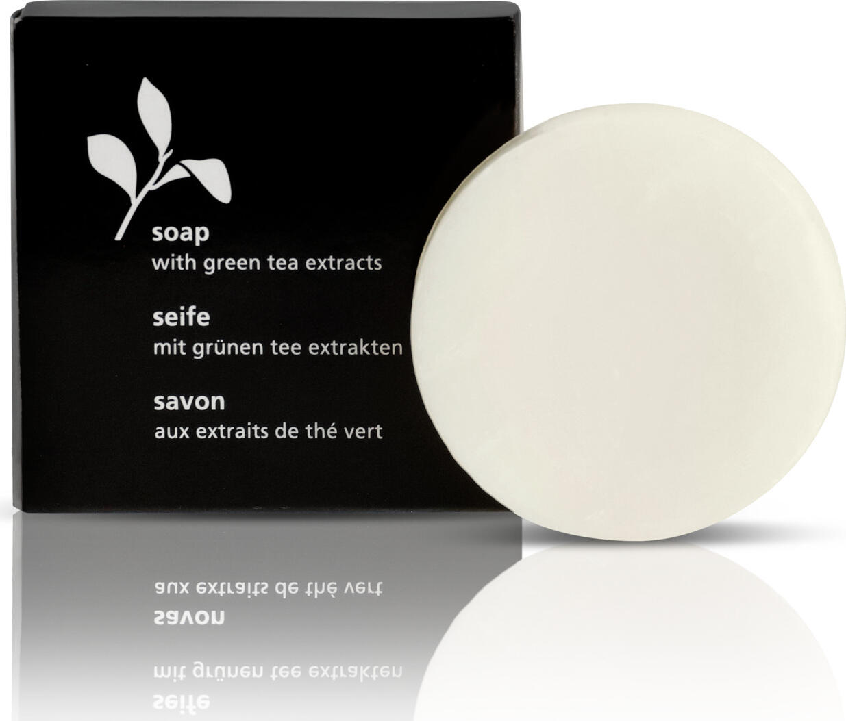 V-Touch LUSINI Solutions GmbH Hotel soap Green Tea Hotelseife Green Tea Hotel soap Green Tea; white; 240 piece / pack Hotelseife Green Tea; weiß; 240 Stück / Pack Skin nourishing and gently cleansing soap Green Tea. The solid, round bar of soap cleanses the face, body and hands. The hand soap is enriched with soothing and high quality extracts of green tea. Your guests can feel, see and most importantly smell the nourishing properties of the 20 g bar of soap: Aromas of lemon, mint, bergamot and white musk provide long-lasting freshness. Dermatologically tested. Hygienically packed in a practical travel format in a cardboard box. Hautpflegende und sanft reinigende Seife Green Tea. Das feste, runde Seifenstück reinigt Gesicht, Körper und Hände. Die Handseife ist mit den beruhigenden und hochwertigen Extrakten des Grünen Tees angereichert. Die pflegenden Eigenschaften des 20 g Seifenstücks können Ihre Gäste fühlen, sehen und vor allem riechen: Aromen von Zitrone, Minze, Bergamotte und weißem Moschus sorgen für langanhaltenden Frische. Dermatologisch getestet. Hygienisch verpackt im praktischen Reiseformat im Karton.