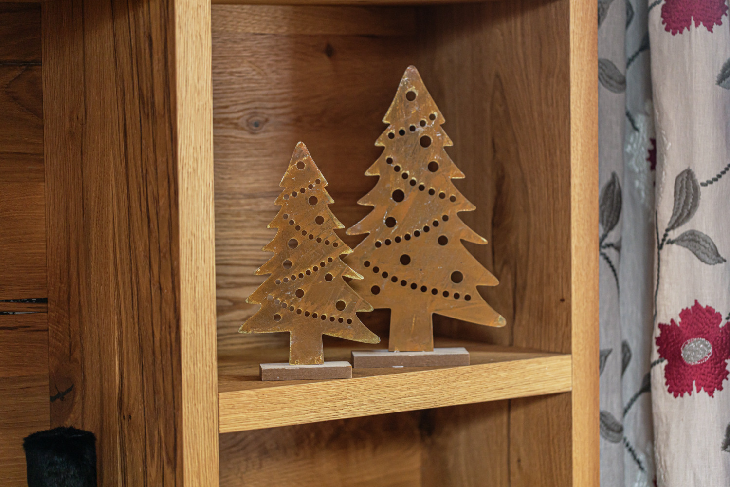 Vega Afrore Tree Decoration, Metal and Wood, Rusted Look Finish, Brown Natural Color, 19 x 5 x 31.5 cm