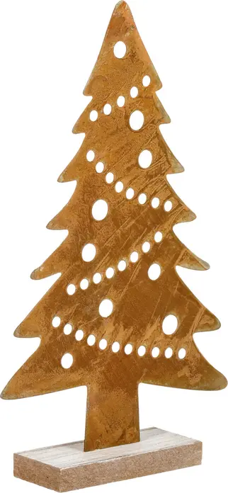 Vega Afrore Decorative Tree Stand, Metal and Wood, Rusted Look, Brown Natural Finish, 14 x 4 x 23.5 cm