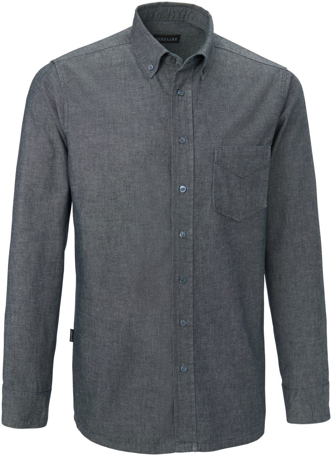 JOBELINE LUSINI Solutions GmbH Men's shirt Chambray long sleeve Herren Hemd Chambray Langarm Men's shirt Chambray long sleeve; Size 41/42; grey Herren Hemd Chambray Langarm; Kleidergröße 41/42; grau 100 % cotton. 40°C wash. Classic men's shirt with long sleeves in genuine chambray fabric. With button-down collar, button placket, breast pocket, sleeve cuff and rounded hem. The easy-care shirt has a slightly tailored cut and is also available in a half-sleeve version. Back length: 80 cm for size 39/40. 100 % Baumwolle. 40°-Wäsche. Klassisches Herrenhemd mit Langarm aus echtem Chambray-Stoff. Mit Button-down Kragen, Knopfleiste, Brusttasche, Ärmelmanschette und abgerundetem Saum. Das pflegeleichte Hemd ist leicht tailliert geschnitten und zusätzlich in Halbarm erhältlich. Rückenlänge: 80 cm in Gr 39/40