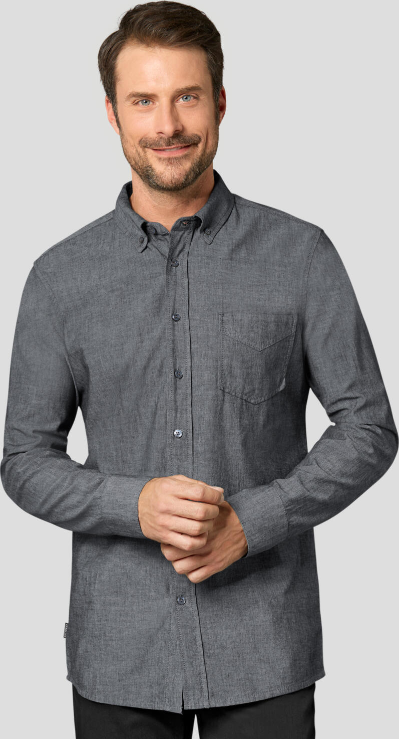 Camasa Jobeline pentru barbati cu maneca lunga din chambray, 100% bumbac, cu guler pe nasturi, buzunar la piept, croiala ajustata, 23.HDE.44540
