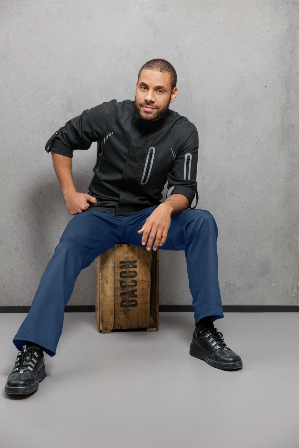 Pulsiva Liam Men's Chef Trousers, Dark-blue, Size 60, 65% Polyester 35% Cotton, Straight Cut with Elastic Waistband and 4 Pockets, 200 g/m²