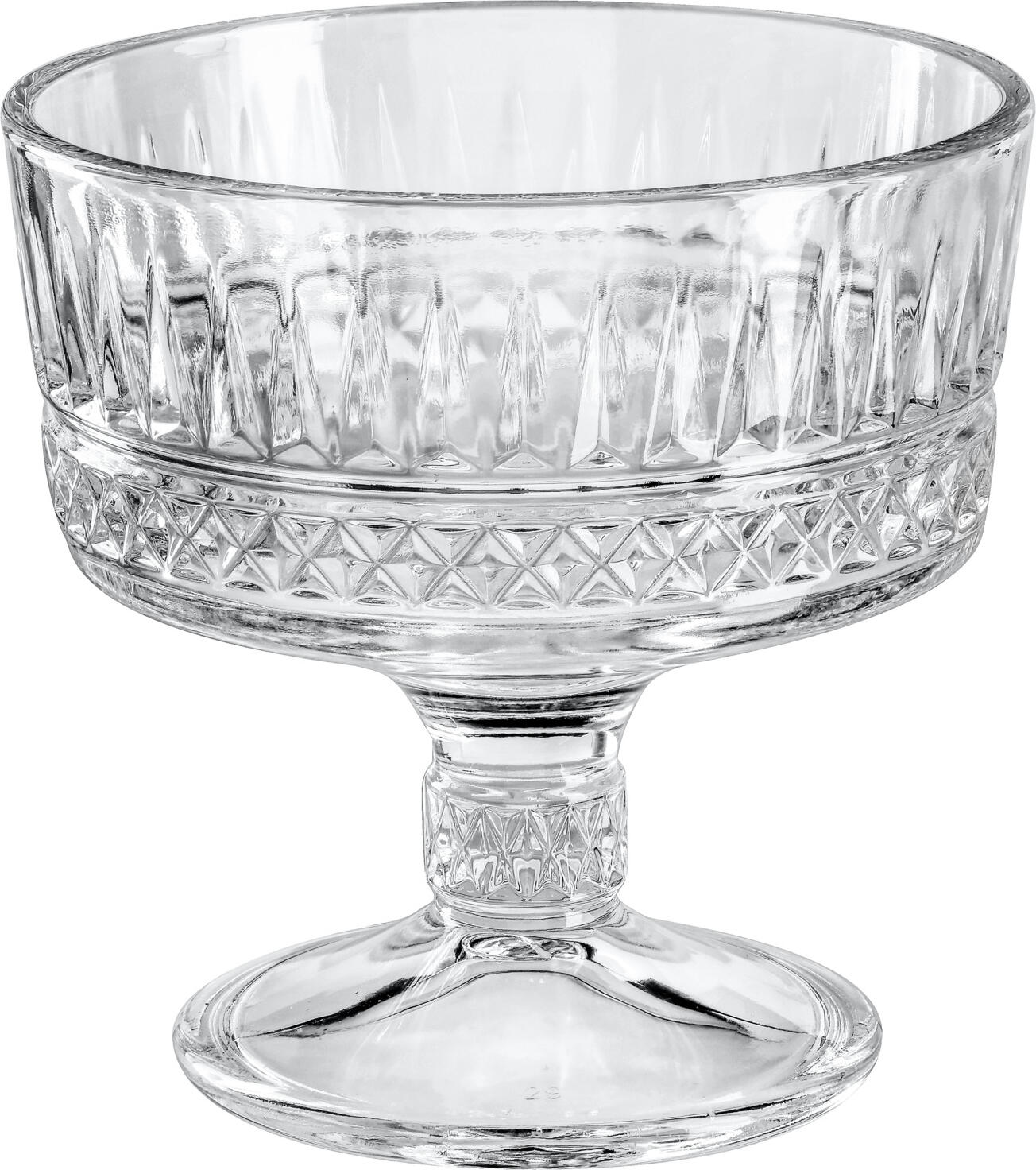 Pasabahçe Pasabahce Cam Sanayii ve Tic. A.S. Sisecam Genel Merkezio Ice cream cup Elysia Eisbecher Elysia Ice cream cup Elysia; 250 ml, 10x9.8 cm (ØxH); transparent; 2 piece / pack Eisbecher Elysia; 250 ml, 10x9.8 cm (ØxH); transparent; 2 Stück / Pack Ice cream cup with relief on the outside. Dishwasher safe. Eisbecher mit Relief an der Außenseite. Spülmaschinenfest.