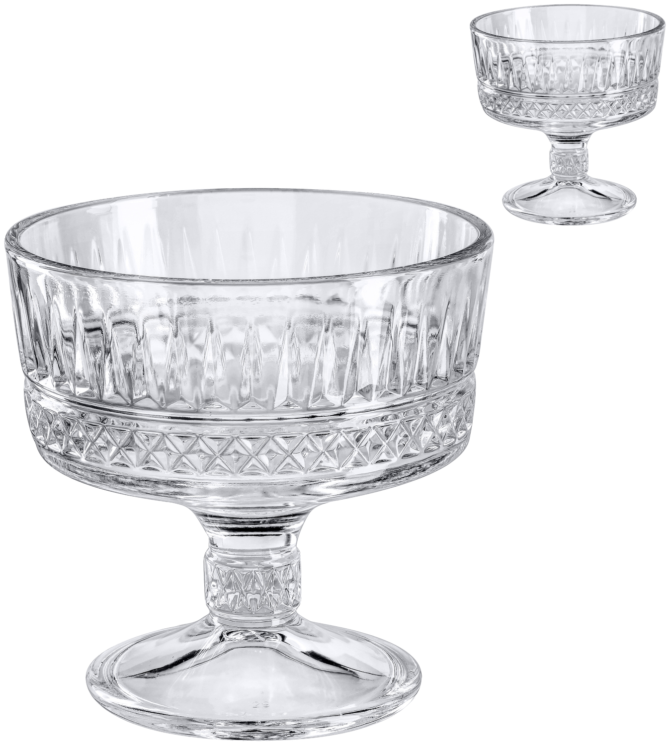 Set de 2 piese boluri pentru inghetata si desert Pasabahce Elysia, sticla reciclată 250ml cu model relief
