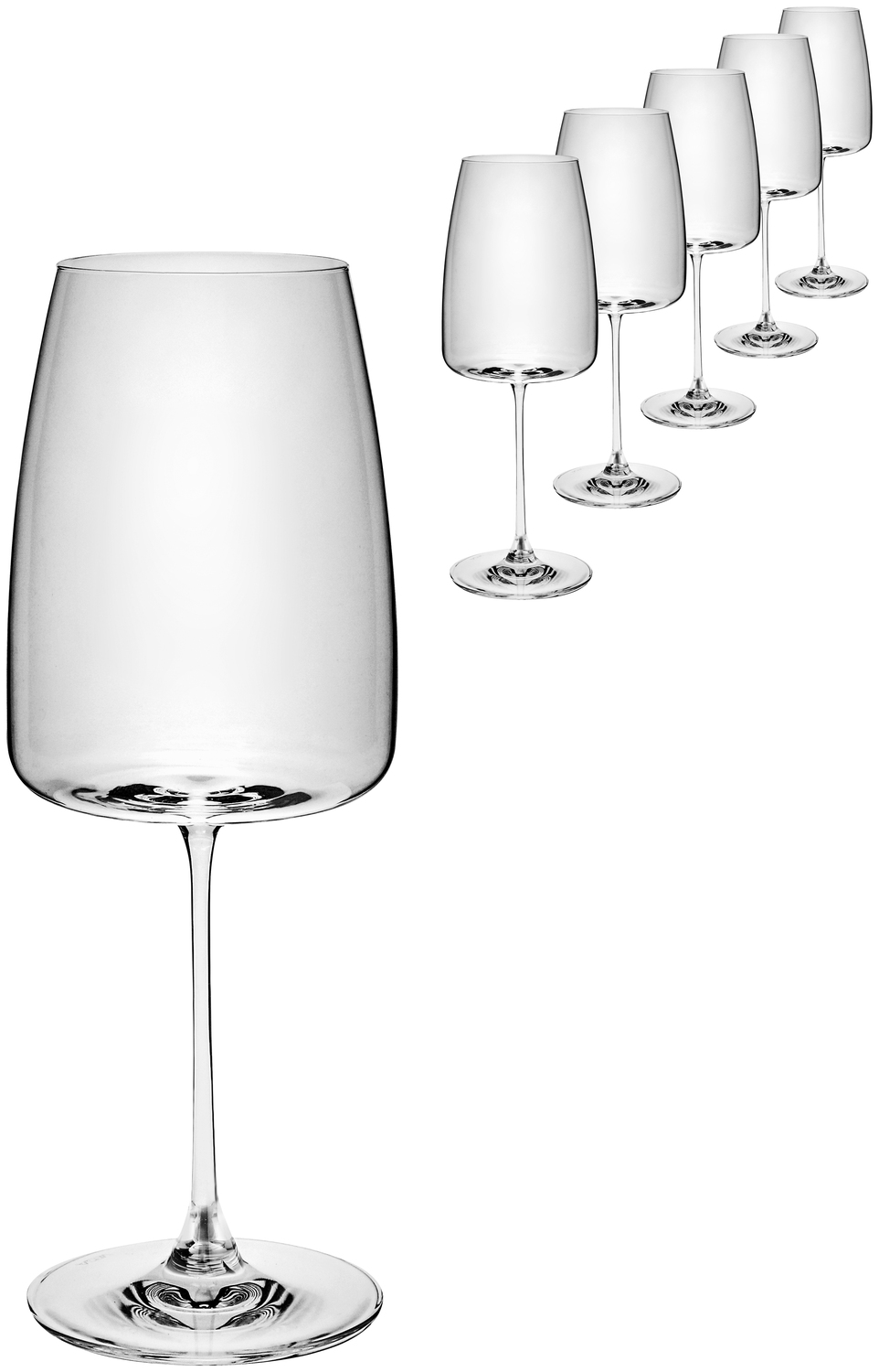 Set de 6 pahare pentru vin alb VEGA Lotta, 420ml din cristal, inaltime 22cm, design purist modern cu tija filigranata, rezistente la masina de spalat vase