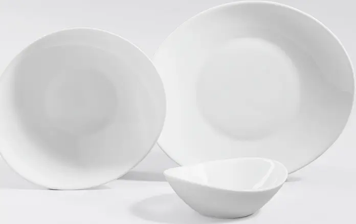 Bormioli Rocco Prometeo Oval Deep Soup Plates, Tempered Glass, 650ml, 23 x 20.5 cm, White, Stackable, Microwave and Dishwasher Safe, Set of 24 Pieces