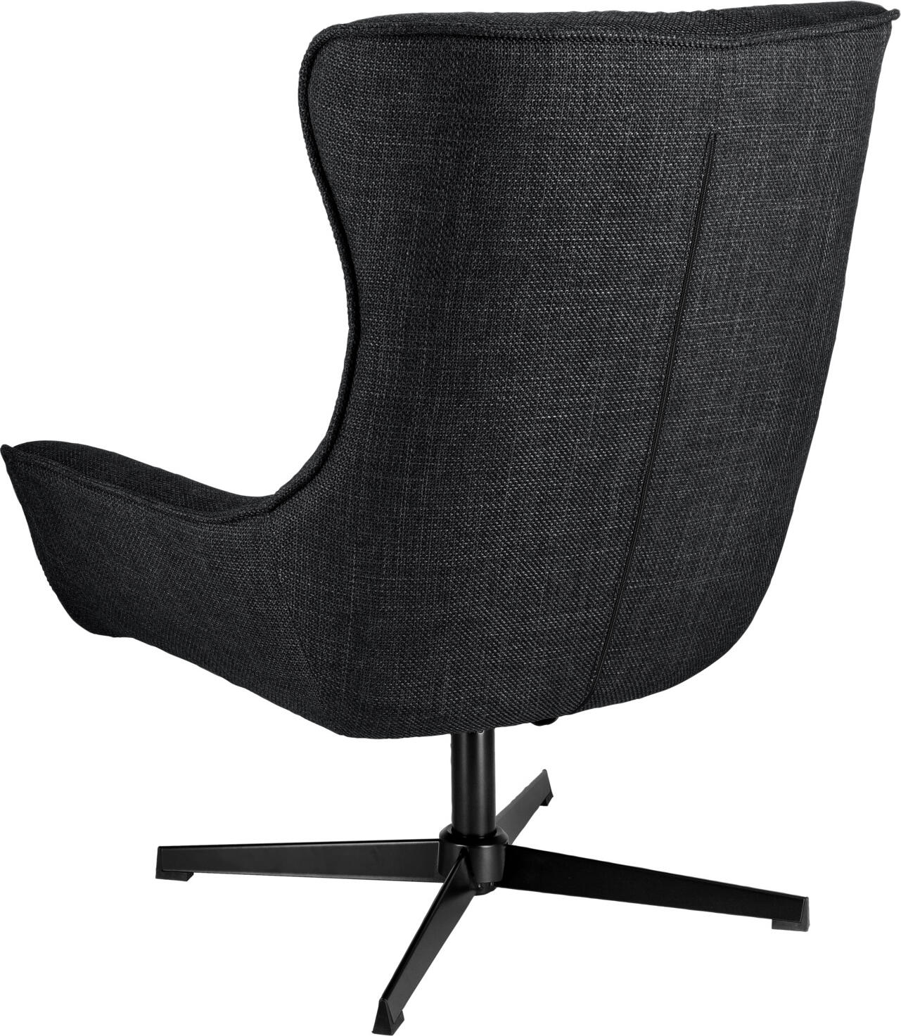 VEGA Elvar Wing Chair, Rotating Powder-coated Steel Frame, Fire-resistant 100% Polyester Fabric, Anthracite and Black, 85x85x101 cm