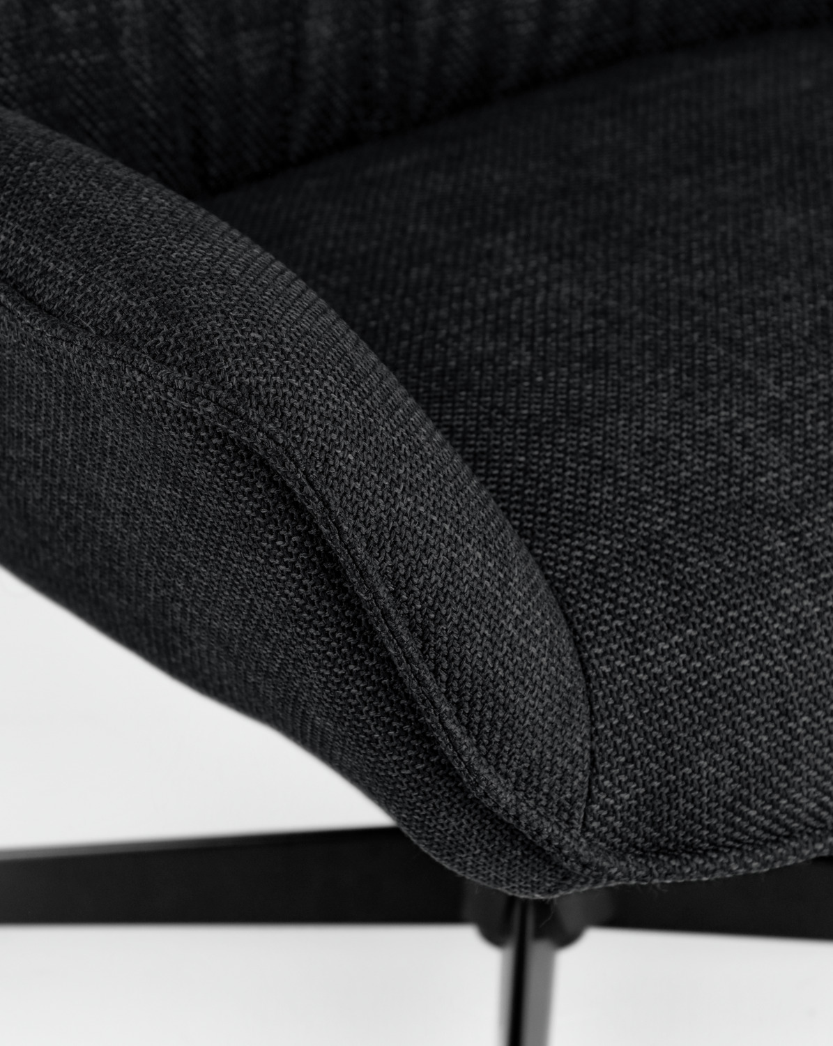VEGA Elvar Wing Chair, Rotating Powder-coated Steel Frame, Fire-resistant 100% Polyester Fabric, Anthracite and Black, 85x85x101 cm