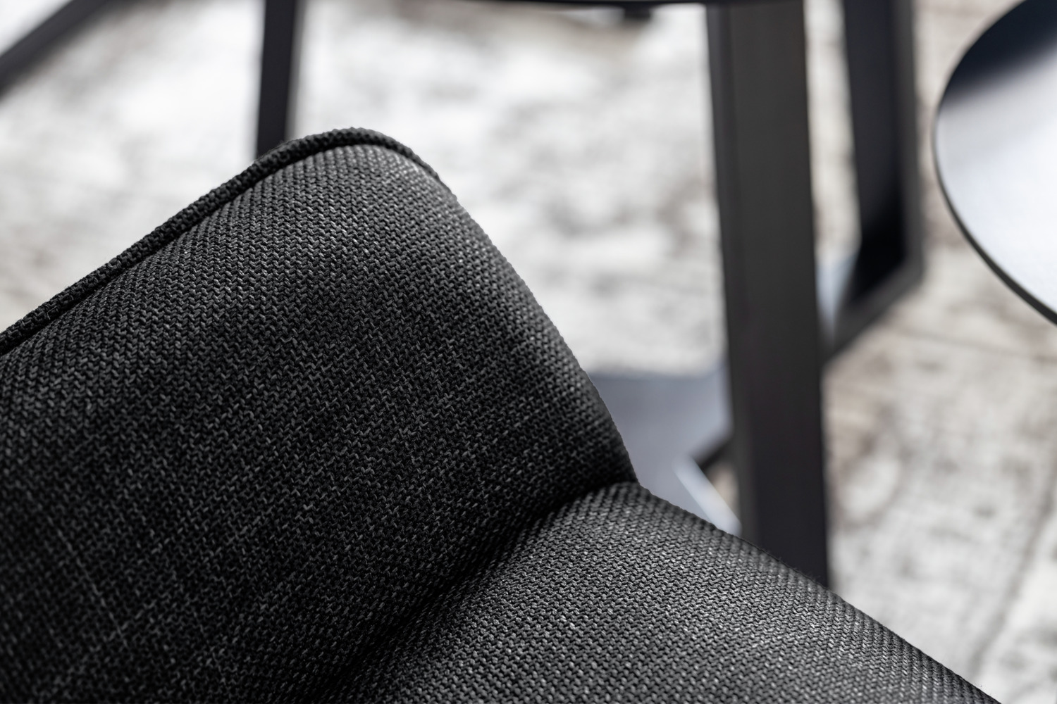 VEGA Elvar Wing Chair, Rotating Powder-coated Steel Frame, Fire-resistant 100% Polyester Fabric, Anthracite and Black, 85x85x101 cm