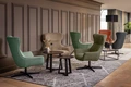 VEGA Elvar Wing Chair, Rotating Powder-Coated Steel Frame, Greyish Blue Polyester Fabric, 85x85x101 cm, Fire-Resistant Cover