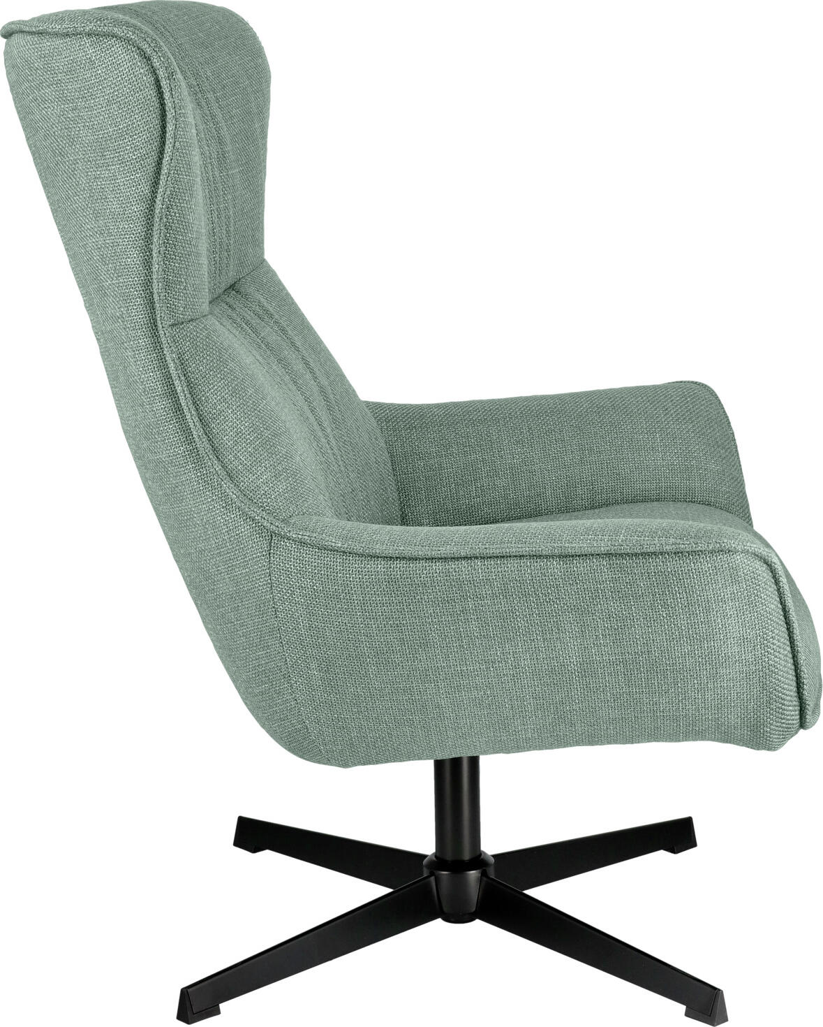 VEGA Elvar Wing Chair, Rotating Powder-Coated Steel Frame, Greyish Blue Polyester Fabric, 85x85x101 cm, Fire-Resistant Cover