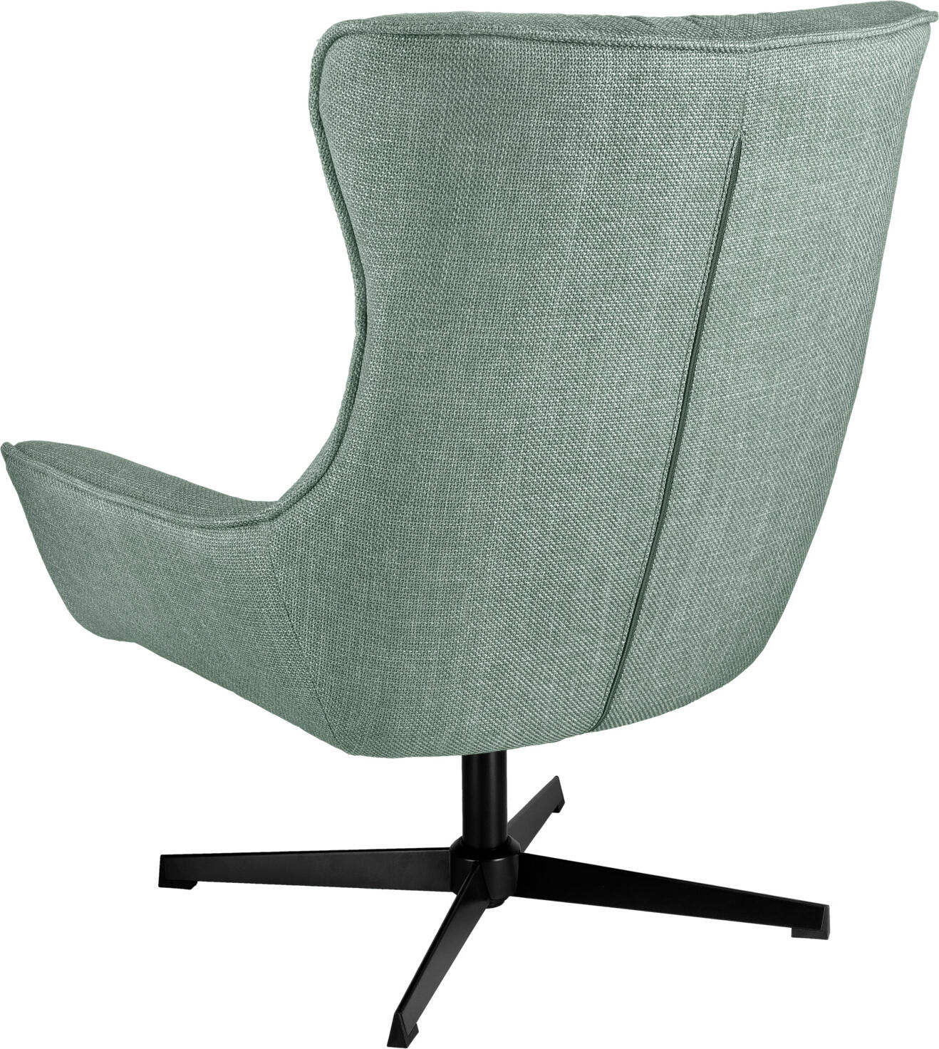VEGA Elvar Wing Chair, Rotating Powder-Coated Steel Frame, Greyish Blue Polyester Fabric, 85x85x101 cm, Fire-Resistant Cover