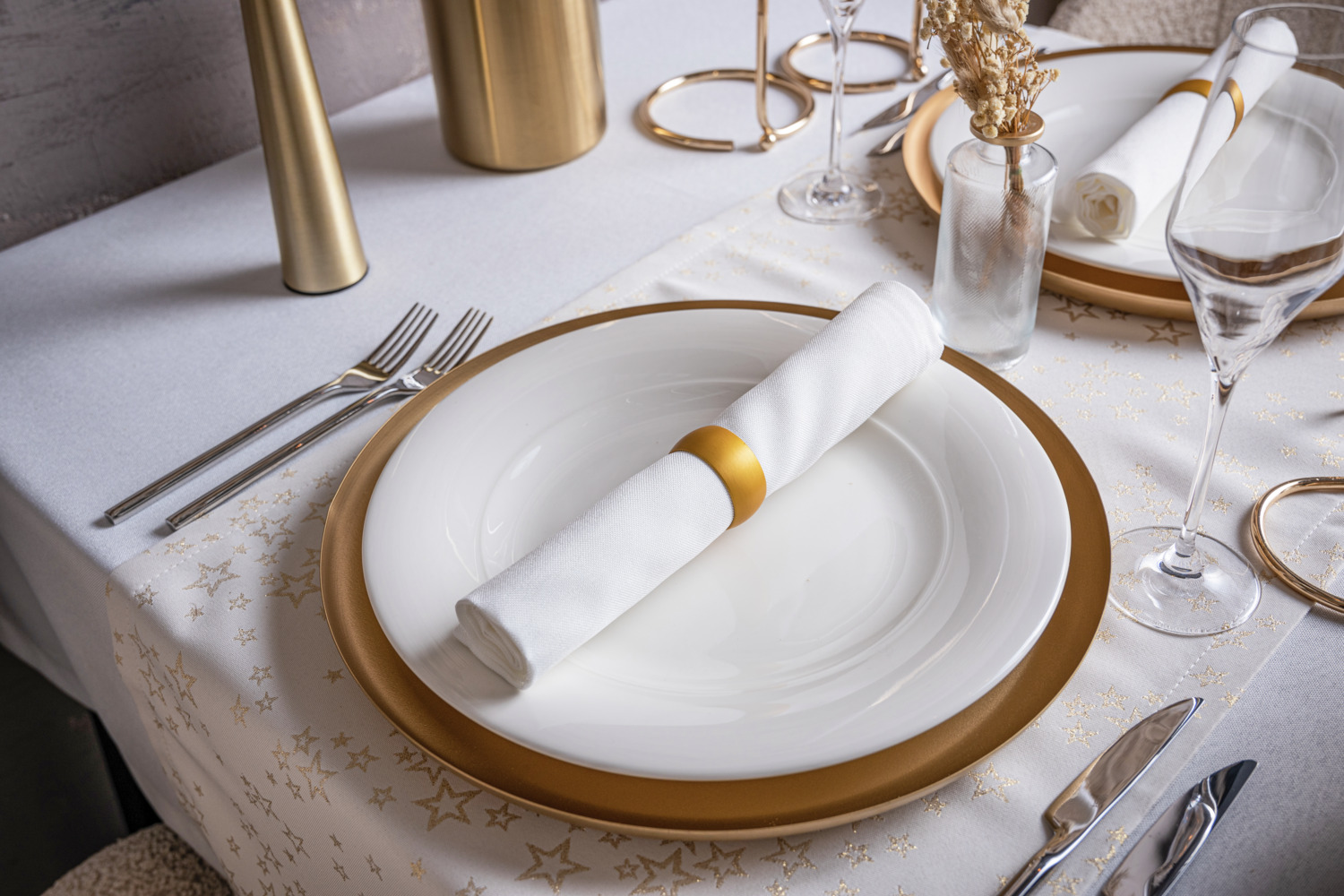 ERWIN M. LUSINI Atlanta-Fox Damask Napkins, 100% Cotton Mercerized White, 40 x 40 cm, Boil-proof and Chlorine-resistant, Set of 6