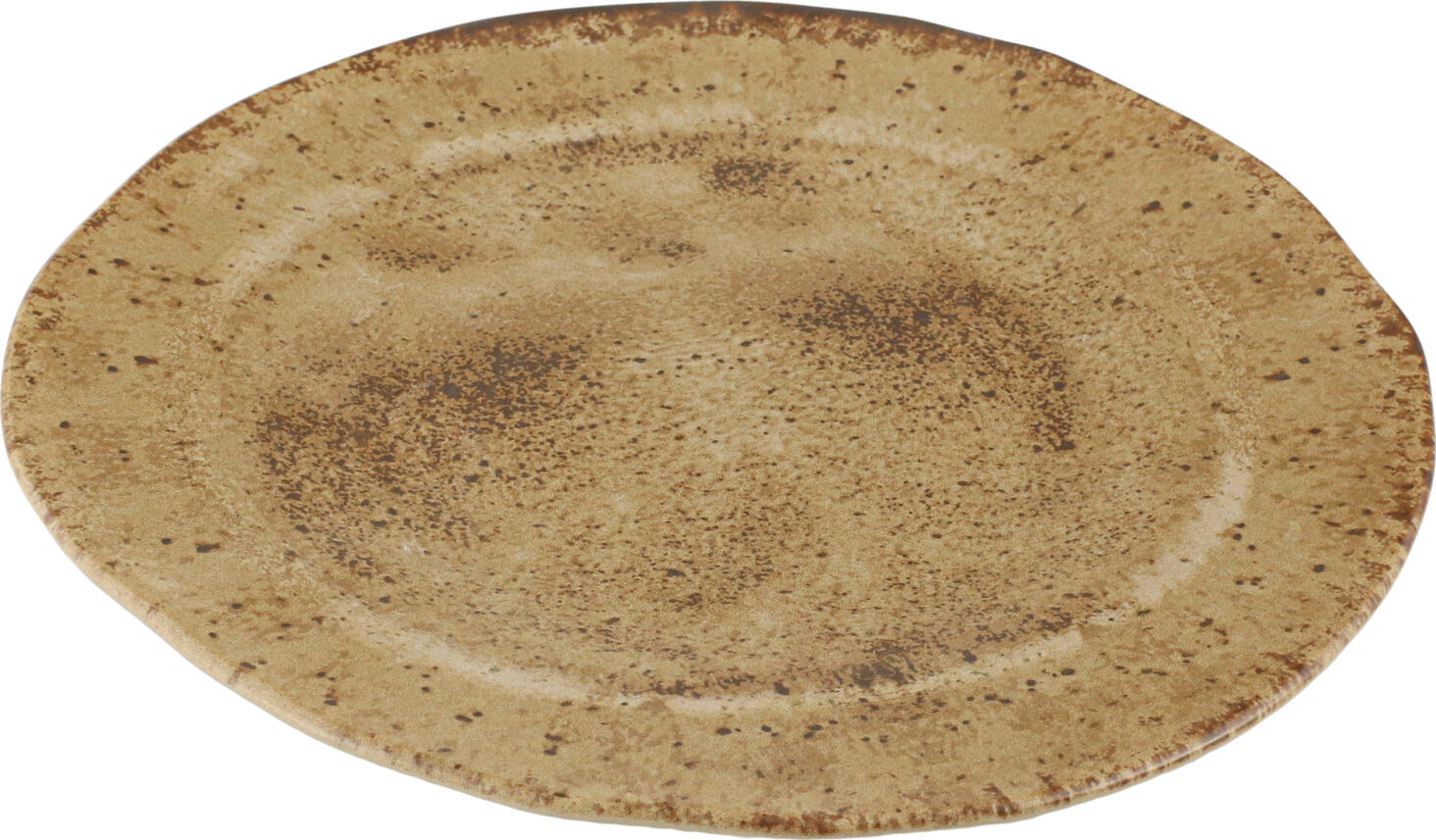 Porland Natura Stoneware Flat Plate Set of 6, Matt Glaze Irregular Rim, 22.5 cm Round, Light-brown/Dark-brown, Dishwasher and Microwave Safe