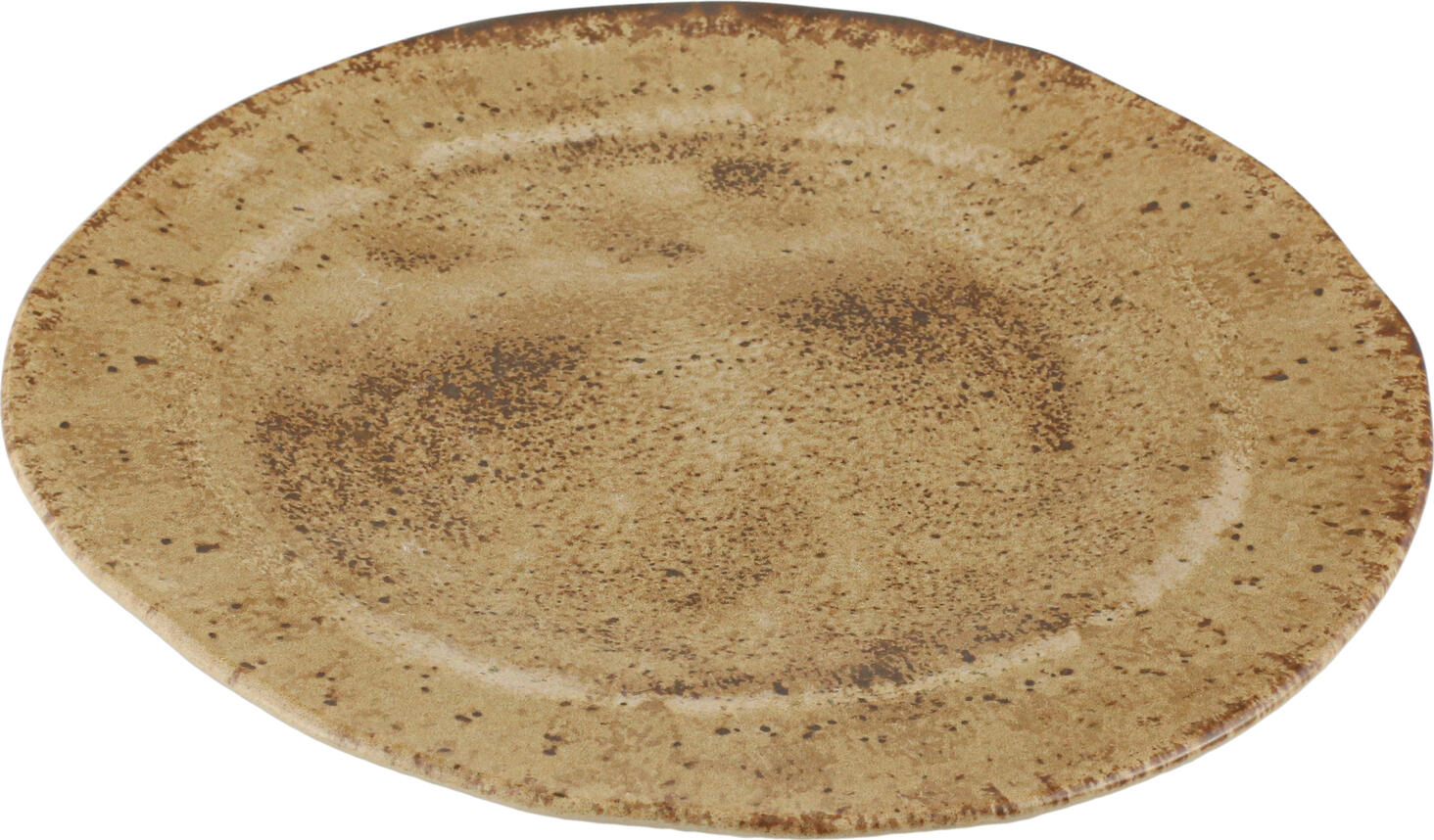 Porland Natura Flat Plate Set of 6, 28.5 cm Stoneware Matt Glaze Irregular Rim Dinner Plates, Light-brown/Dark-brown, Dishwasher and Microwave Safe