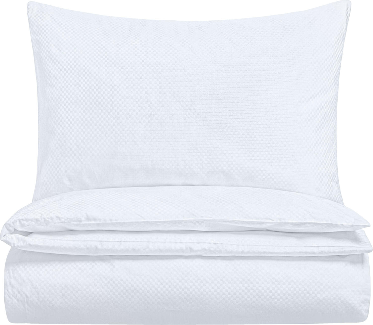 ERWIN M. LUSINI Solutions GmbH Bed linen set Padaro Bettwäsche-Set Padaro Bed linen set Padaro; 135x200 cm (WxL), 80x80 cm (LxW); white Bettwäsche-Set Padaro; 135x200 cm (BxL), 80x80 cm (LxB); weiß ##Bed linen set Padaro - High-quality damask quality for hotel use The Padaro bed linen set consists of a high-quality duvet cover and a matching pillowcase, specially designed for demanding hotel use. Made from 100% cotton in an elegant damask weave with a 5 mm check pattern, it impresses with its stylish look and particularly smooth, dense surface. With a thread density of 300 threads per inch, the fabric offers a durable, hard-wearing quality that retains its softness and elegant lustre even after several washes. The practical hotel fastening with bow dart ensures easy handling and a perfect fit. Can be personalised with embroidery. * High-quality damask made from 100% cotton * Weight approx. 115 g/m² * Thread density (thread count): 300 threads per inch * Elegant 5 mm check pattern in high-quality damask quality * Hard-wearing and durable for everyday hotel use * With hotel fastening and bow dart * Easy to care for and resistant to ironing * For maximum sleeping comfort and an elegant look Info: The product reaches its final size after three washes, as the fibres still contract during the first wash (shrinkage). ##Bettwäsche-Set Padaro – Hochwertige Damastqualität für den Hotelgebrauch Das Bettwäsche-Set Padaro besteht aus einem hochwertigen Bettbezug und einem passenden Kissenbezug, speziell für den anspruchsvollen Hotelgebrauch. Gefertigt aus 100 % Baumwolle in eleganter Damast-Webart mit einem 5 mm großen Karomuster, überzeugt es durch seine stilvolle Optik und eine besonders glatte, dichte Oberfläche. Mit einer Fadendichte von 300 Fäden pro Inch bietet das Gewebe eine langlebige, strapazierfähige Qualität, die auch nach mehreren Waschgängen ihre Weichheit und ihren edlen Glanz bewahrt. Der praktische Hotelverschluss mit Bogenabnäher sorgt für eine einfache Handhabung und eine perfekte Passform. Personalisierung durch Einstickung möglich. * Hochwertiger Damast aus 100 % Baumwolle * Gewicht ca. 115 g/m² * Fadendichte (Thread Count): 300 Fäden je Inch * Edles 5 mm Karomuster in hochwertiger Damastqualität * Strapazierfähig und langlebig im Hotelalltag * Mit Hotelverschluss und Bogenabnäher * Pflegeleicht und mangelfest * Für höchsten Schlafkomfort und elegante Optik Info: Das Produkt erreicht seine endgültige Größe nach drei Waschgängen, da sich die Fasern beim ersten Waschen noch zusammenziehen (Einsprung).