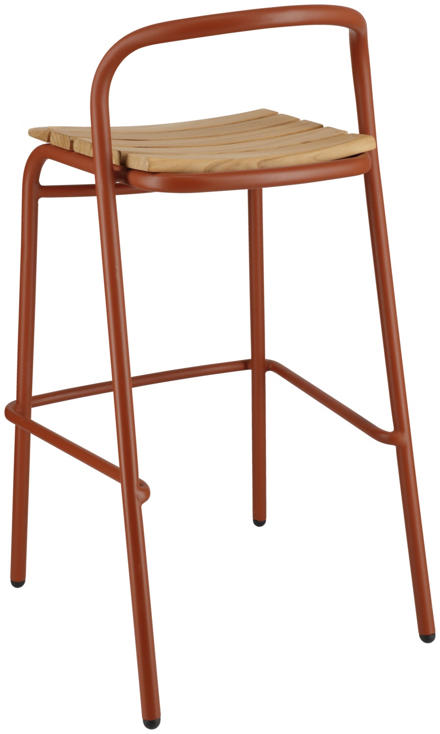 Set de 2 scaune de bar exterioare VEGA Zolia, cadru aluminiu Russet, scaune din lemn de teak masiv, 50x50x95 cm, rezistente la intemperii FSC