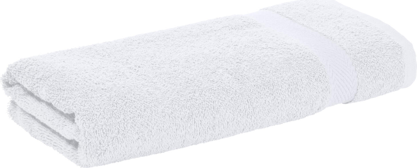 ERWIN M. LUSINI Solutions GmbH Shower towel Bermuda 2.0 Duschtuch Bermuda 2.0 Shower towel Bermuda 2.0; 70x140 cm (WxL); white Duschtuch Bermuda 2.0; 70x140 cm (BxL); weiß ##Bermuda 2.0 shower towel - High-quality terry towelling for hotel use The Bermuda 2.0 shower towel is the modern development of the ERWIN M. Bermuda series. The absorbent terry towelling is made of 100% cotton with a weight of 450 g/m² and is therefore ideal for use in the hotel industry.  It has shrink-proof 3 cm wide borders on both sides and retains its shape even after several washes. Individual logo personalisation is possible through weaving or embroidery. * 100% cotton terry towelling * Weight approx. 450 g/m² for good absorbency * Energy-saving washing due to medium grammage * Hemmed with double seams * Hard-wearing and durable in daily hotel use * Shrink-proof border for lasting dimensional stability * Practical hanging on one of the short sides * Fresh, modern colour palette * Individual personalisation possible through logo weaving or embroidery Info: The product reaches its final size after three washes, as the fibres still contract during the first wash (shrinkage). ##Duschtuch Bermuda 2.0 – Hochwertiges Walkfrottier für den Hotelgebrauch Das Duschtuch Bermuda 2.0 ist die moderne Weiterentwicklung der ERWIN M. Serie Bermuda. Das saugfähige Walkfrottier besteht aus 100 % Baumwolle mit einem Gewicht von 450 g/m² und eignet sich deshalb ideal für den Einsatz in der Hotellerie.  Es verfügt über einlaufsichere 3 cm breite Bordüren an beiden Seiten und bleibt auch nach mehreren Wäschen formstabil. Eine individuelle Logo-Personalisierung ist durch Einwebung oder Einstickung möglich. * Walkfrottier aus 100 % Baumwolle * Gewicht ca. 450 g/m² für gute Saugfähigkeit * energiesparendes Waschen aufgrund von mittlerer Grammatur * Mit Doppelnähten gesäumt * Strapazierfähig und langlebig im täglichen Hotelbetrieb * Einlaufsichere Bordüre für dauerhafte Formstabilität * Praktische Aufhängung an einer der kurzen Seiten * Frische, moderne Farbpalette * Individuelle Personalisierung durch Logo-Einwebung oder -Einstickung möglich Info: Das Produkt erreicht seine endgültige Größe nach drei Waschgängen, da sich die Fasern beim ersten Waschen noch zusammenziehen (Einsprung).