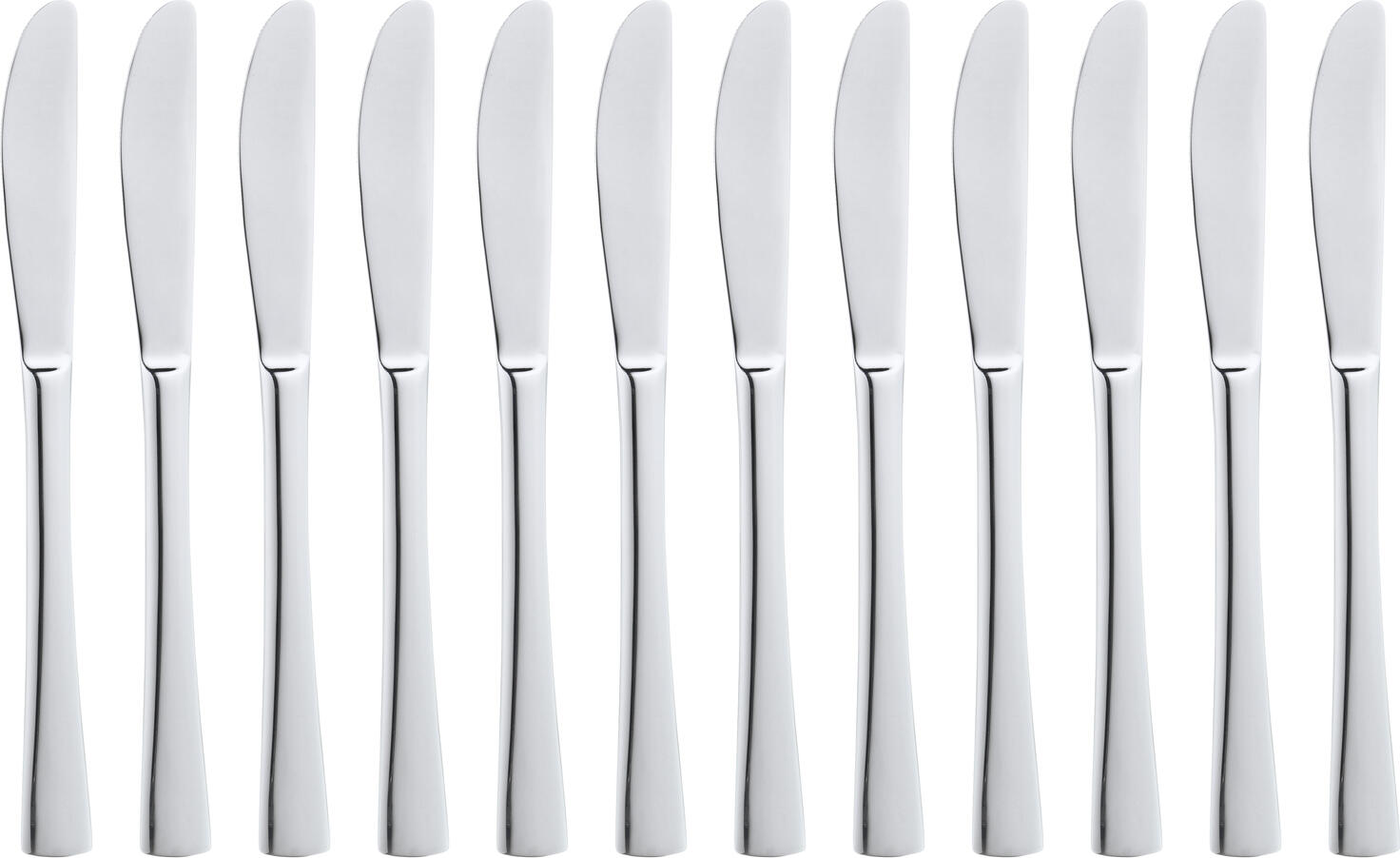 Pulsiva Hamburg Table Knife Set of 12, 21 cm 13/0 Chrome Stainless Steel, Mirror Polished, Ergonomic Gastronomy Cutlery, Dishwasher Safe