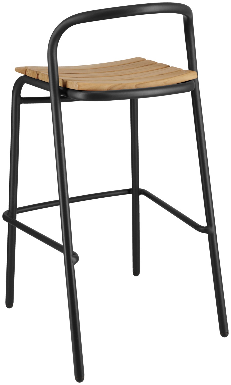 Set de 2 scaune bar exterioare VEGA Zolia, cadru aluminiu si lemn de teak masiv, 50x50x95 cm, rezistente la intemperii, maro si negru