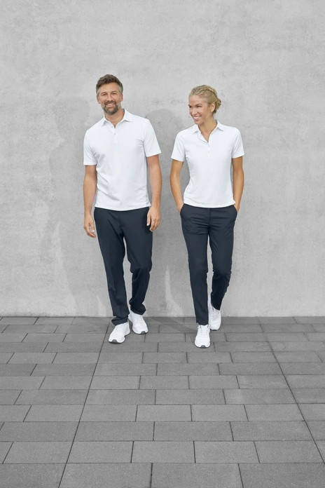 JOBELINE Malme Women's Short-Sleeved Polo Shirt, 95% Cotton 5% Elastane Jersey, 5-Button Placket, Side Slits, OEKO-TEX Standard 100