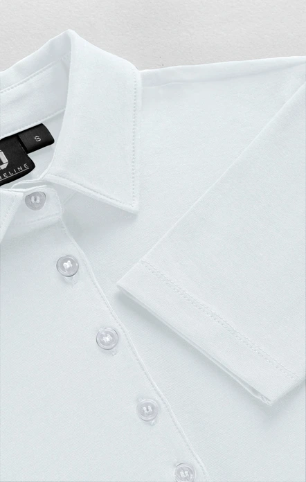 JOBELINE Malme Women's Short-Sleeved Polo Shirt, 95% Cotton 5% Elastane Jersey, 5-Button Placket, Side Slits, OEKO-TEX Standard 100