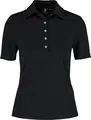 Jobeline Malme Women's Short-Sleeved Polo Shirt, Regular Fit, 95% Cotton 5% Elastane Jersey, Five-Button Placket, OEKO-TEX Standard 100, Black