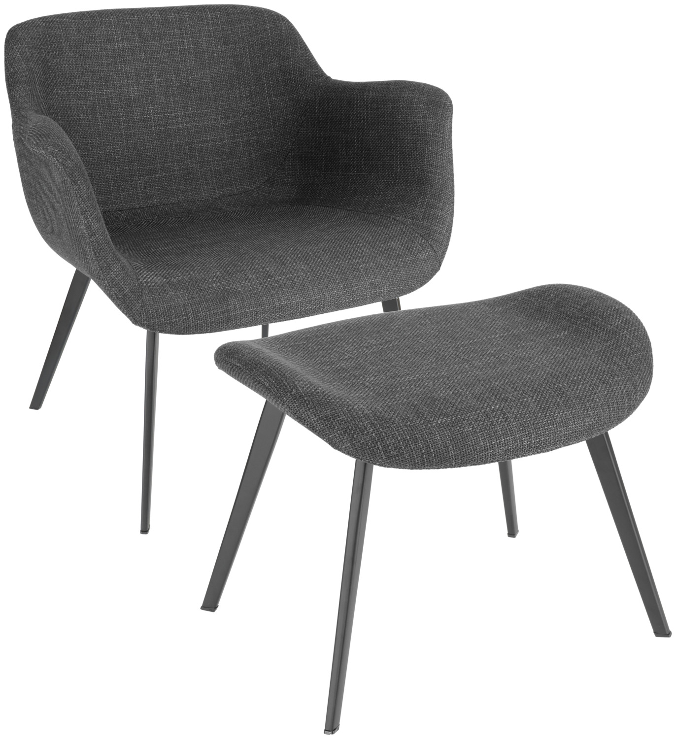 VEGA Limea Lounge Armchair, Anthracite Fabric, Black Powder-Coated Metal Base, 78x62x72 cm, 50,000 Martindale Abrasion Resistance, Professional Catering